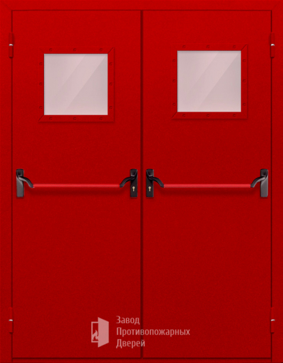 Фото двери «Двупольная со стеклопакетом и антипаникой (красная)» в Уфе