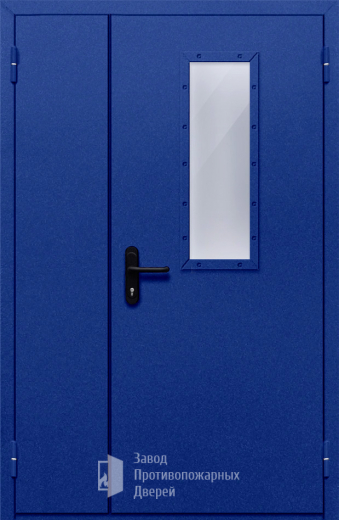 Фото двери «Полуторная со стеклом (синяя)» в Уфе