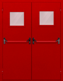 Фото двери «Двупольная со стеклопакетом и антипаникой (красная)» в Уфе
