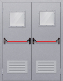 Фото двери «Двупольная со стеклопакетом и решеткой (антипаника)» в Уфе