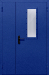 Фото двери «Полуторная со стеклом (синяя)» в Уфе