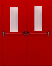 Фото двери «Двупольная с стеклом и антипаникой (красная)» в Уфе