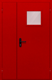 Фото двери «Полуторная со стеклопакетом (красная)» в Уфе