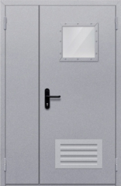 Фото двери «Полуторная со стеклопакетом и решеткой» в Уфе