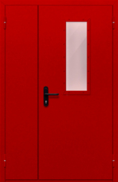 Фото двери «Полуторная со стеклом (красная)» в Уфе