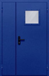 Фото двери «Полуторная со стеклопакетом (синяя)» в Уфе